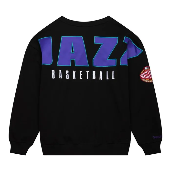 Hoodies and Sweatshirts Men Mitchell and Ness Team First Satin Fleece Crew Utah Jazz Hoodies and Sweatshirts Men Mitchell and Ness Team First Satin Fleece Crew Utah Jazz