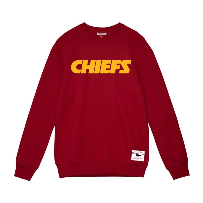 Hoodies and Sweatshirts Men Mitchell and Ness Team Wordmark 1 Crew Kansas City Chiefs
