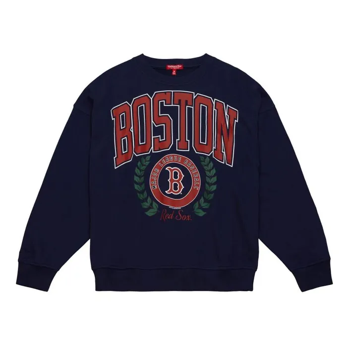 Hoodies and Sweatshirts Women Mitchell and Ness Womens Logo Lt Crew 20 Boston Red Sox