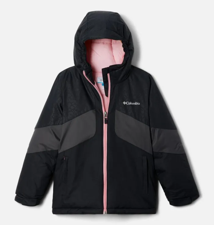 Horizon Ride II Jacket Black Black Posies Embossed Shark Kids Columbia Sportswear Jackets and Vests