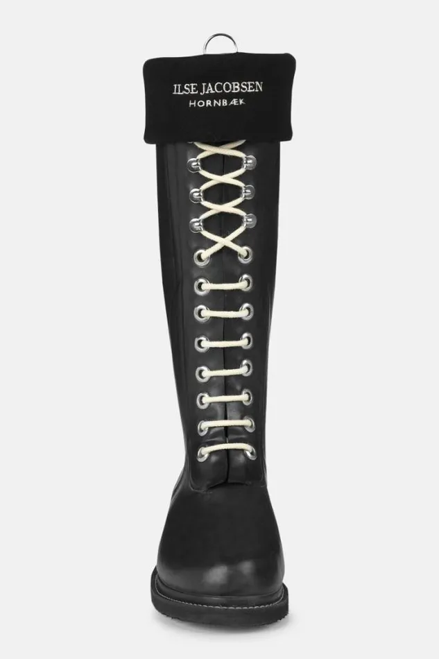 Ilse Jacobsen Rainboots Accessories Fleece Socks For RUB1 Long Rainboots Black Creme 8211 Women