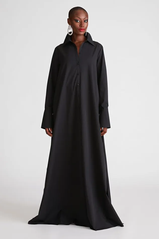 Imari Gown In Poplin Black Women Halston Dresses
