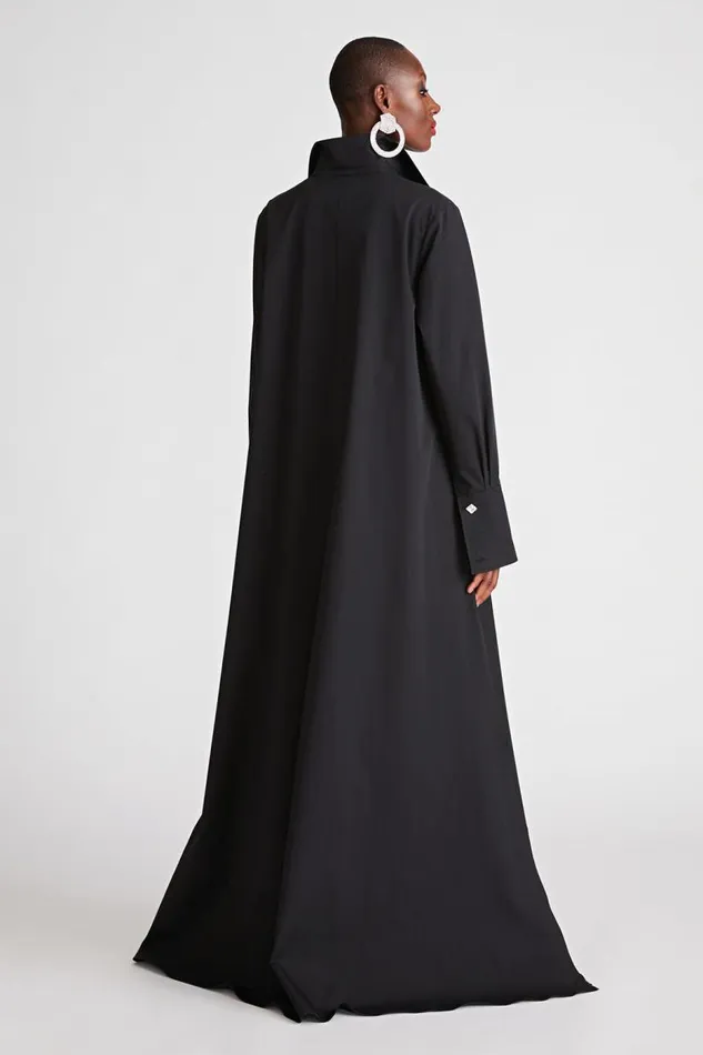 Imari Gown In Poplin Black Women Halston Dresses