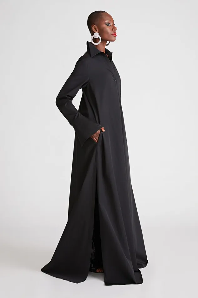 Imari Gown In Poplin Black Women Halston Dresses
