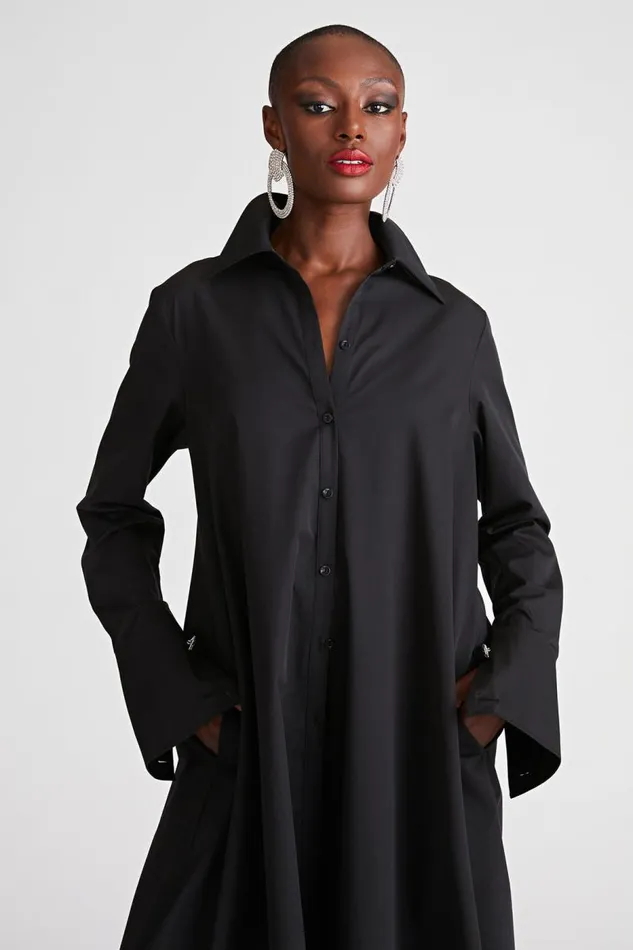 Imari Gown In Poplin Black Women Halston Dresses
