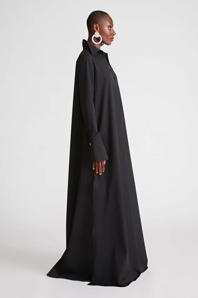 Imari Gown In Poplin Black Women Halston Dresses