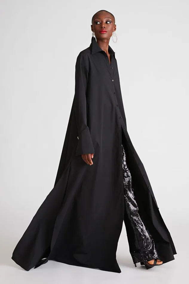 Imari Gown In Poplin Black Women Halston Dresses