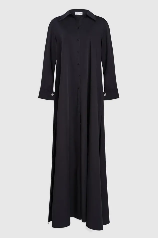 Imari Gown In Poplin Black Women Halston Dresses