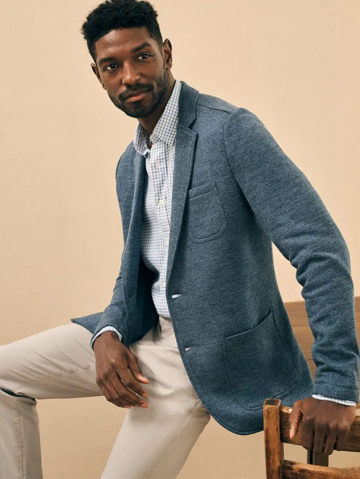 Inlet Knit Blazer Tall 8211 Deep Navy Melange Deep Navy Melange Women Faherty Overalls and Jumpsuits