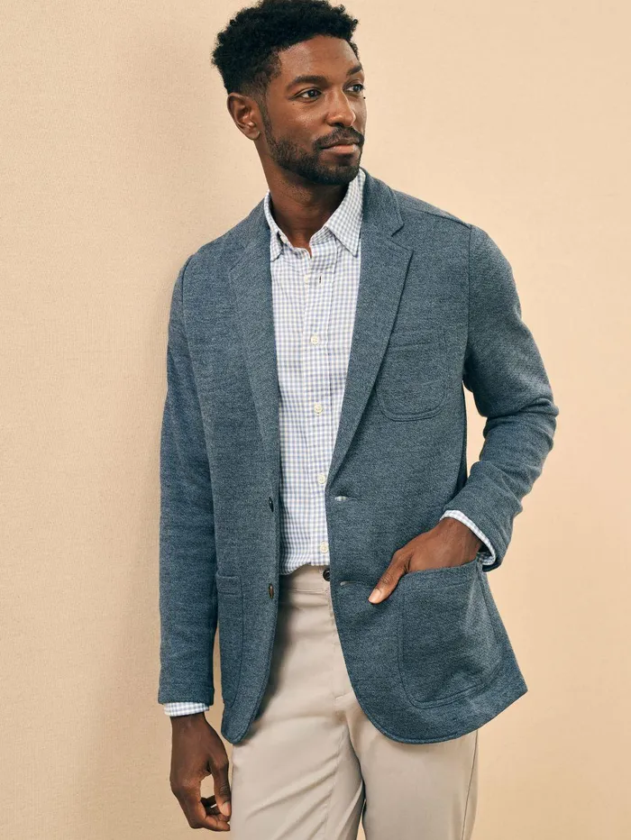 Inlet Knit Blazer Tall 8211 Deep Navy Melange Deep Navy Melange Women Faherty Overalls and Jumpsuits