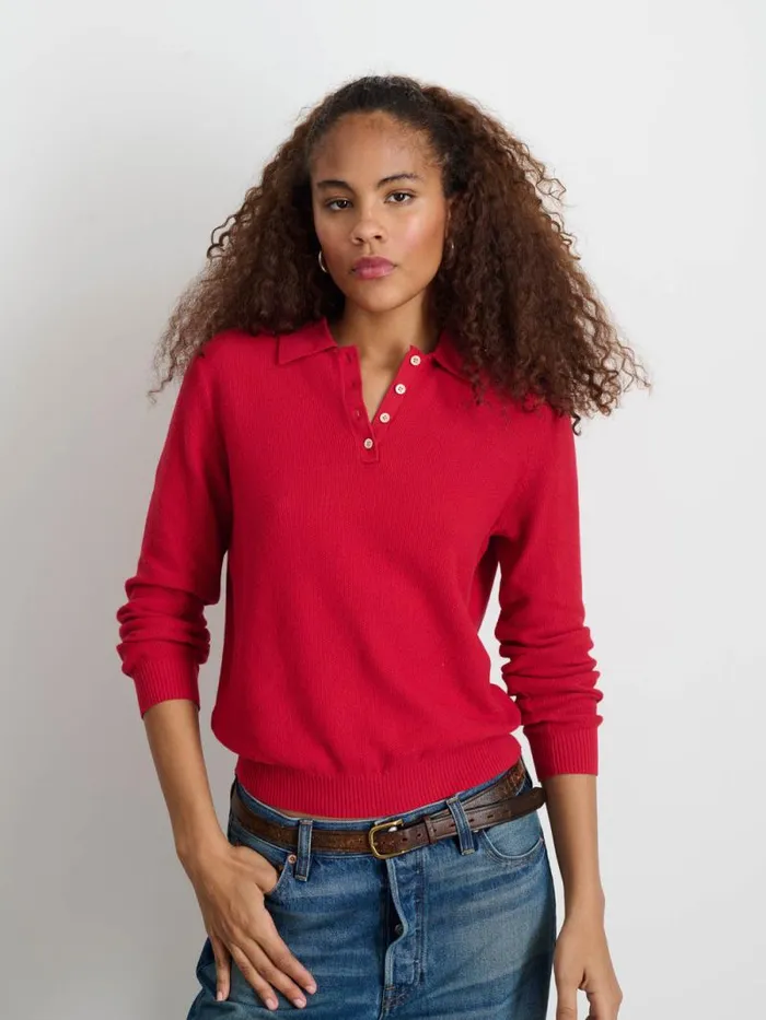 Jac Polo Sweater Red Women Alex Mill Sweaters