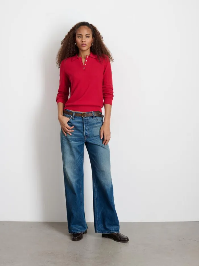 Jac Polo Sweater Red Women Alex Mill Sweaters