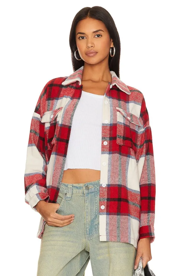 Jackets and Coats Women Lovers and Friends Kaianna Shacket Red Multi
