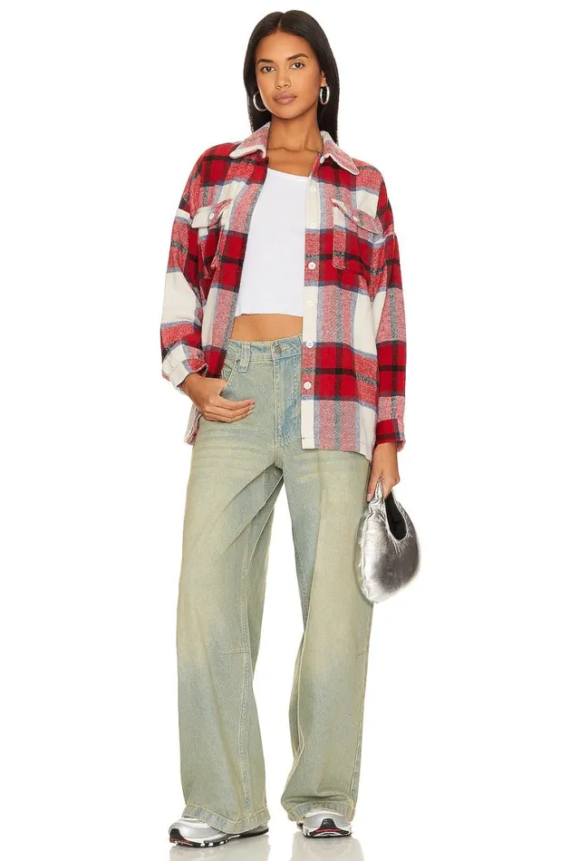Jackets and Coats Women Lovers and Friends Kaianna Shacket Red Multi