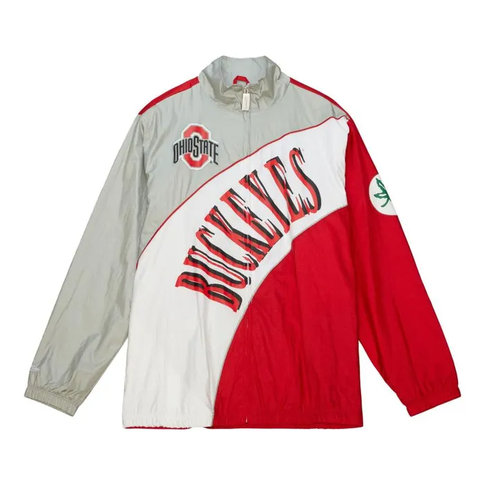 Jackets and Outerwear Men Mitchell and Ness Arched Retro Lined Windbreaker Ohio State