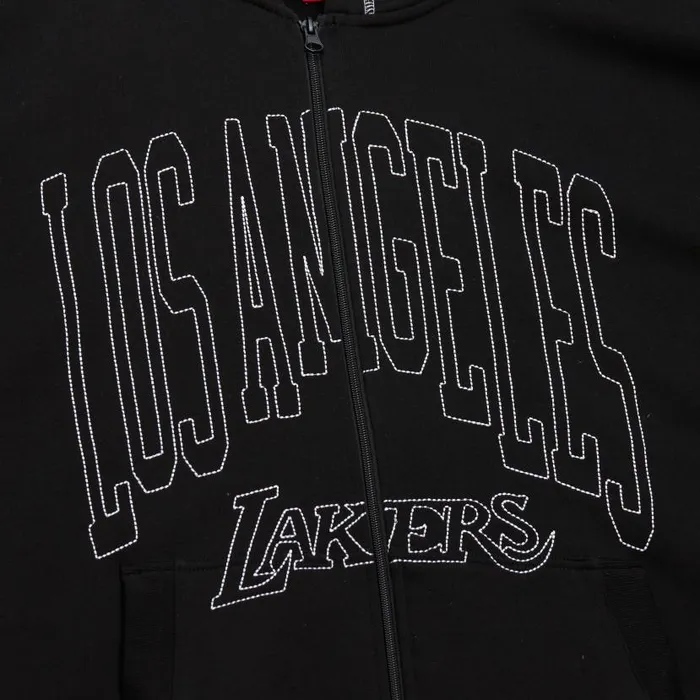 Jackets and Outerwear Men Mitchell and Ness Contrast 2K Zip Up Hoodie Fleece Los Angeles Lakers