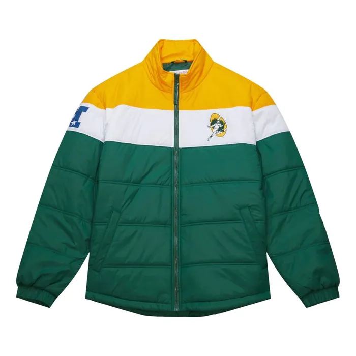 Jackets and Outerwear Men Mitchell and Ness In The Clutch Puffer Jacket Vintage Logo Green Bay Packers Jackets and Outerwear Men Mitchell and Ness In The Clutch Puffer Jacket Vintage Logo Green Bay Packers