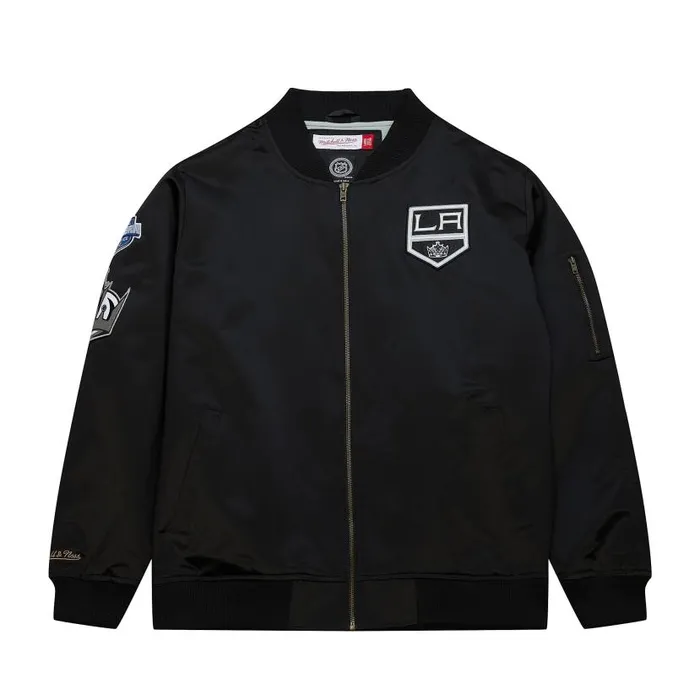 Jackets and Outerwear Men Mitchell and Ness Lightweight Satin Bomber Current Logo Los Angeles Kings Jackets and Outerwear Men Mitchell and Ness Lightweight Satin Bomber Current Logo Los Angeles Kings