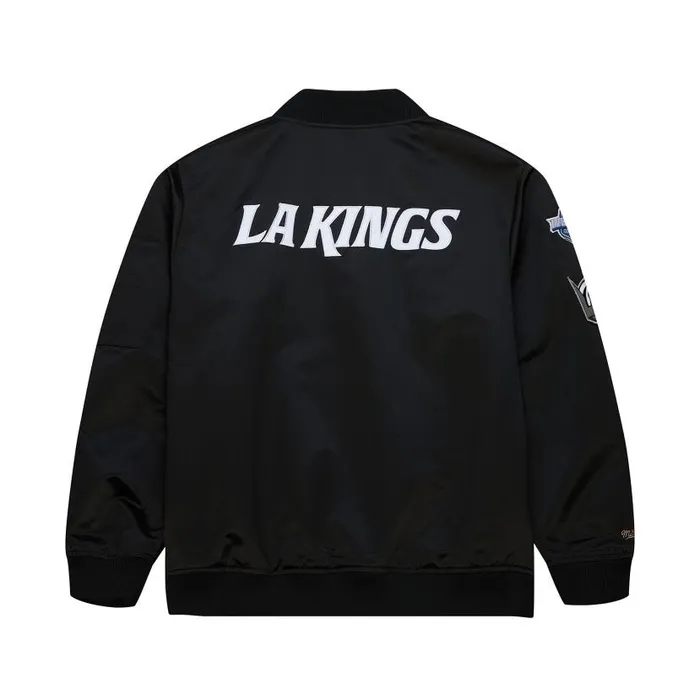 Jackets and Outerwear Men Mitchell and Ness Lightweight Satin Bomber Current Logo Los Angeles Kings Jackets and Outerwear Men Mitchell and Ness Lightweight Satin Bomber Current Logo Los Angeles Kings