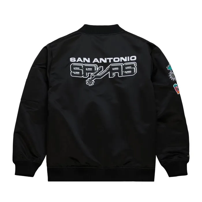 Jackets and Outerwear Men Mitchell and Ness Lightweight Satin Bomber Vintage Logo San Antonio Spurs Jackets and Outerwear Men Mitchell and Ness Lightweight Satin Bomber Vintage Logo San Antonio Spurs