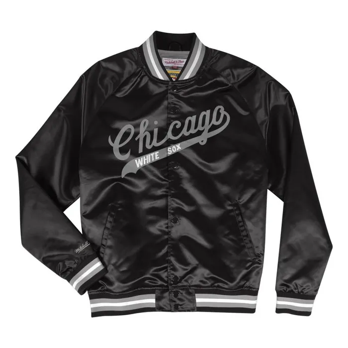 Jackets and Outerwear Men Mitchell and Ness Special Script Lightweight Satin Jacket Chicago White Sox Jackets and Outerwear Men Mitchell and Ness Special Script Lightweight Satin Jacket Chicago White Sox