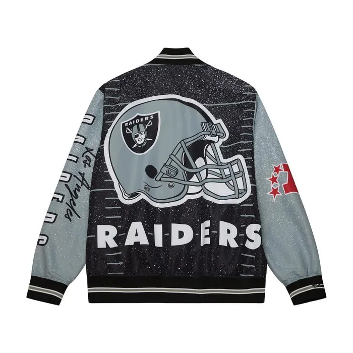 Jackets and Outerwear Men Mitchell and Ness Team Burst Warm Up Jacket Los Angeles Raiders Jackets and Outerwear Men Mitchell and Ness Team Burst Warm Up Jacket Los Angeles Raiders