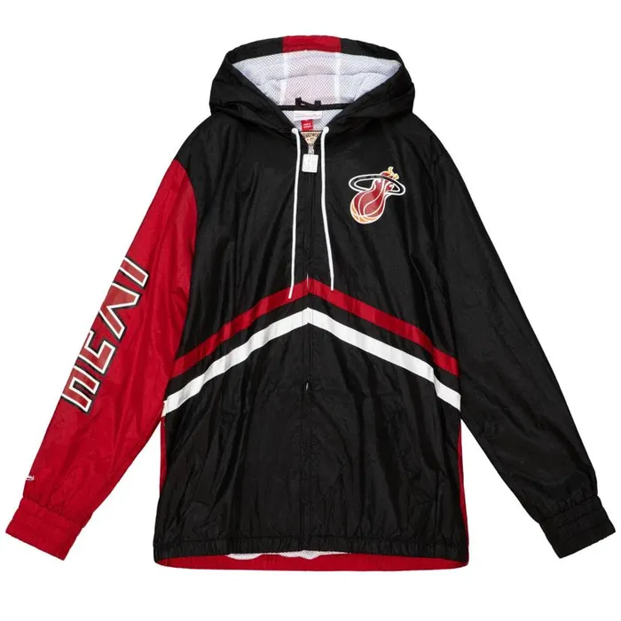 Jackets and Outerwear Men Mitchell and Ness Undeniable Full Zip Windbreaker Miami Heat