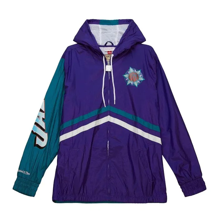 Jackets and Outerwear Men Mitchell and Ness Undeniable Full Zip Windbreaker Utah Jazz