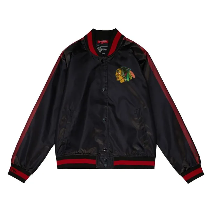 Jackets and Outerwear Women Mitchell and Ness Women039s Raglan Satin Jacket Chicago Blackhawks