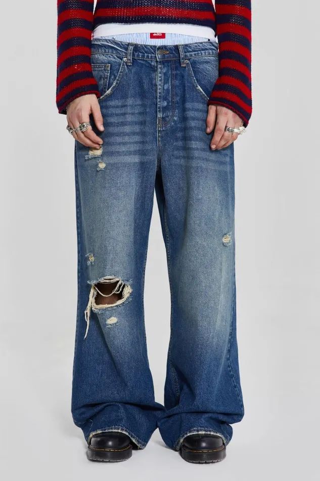 Jaded London Bootcut Jeans Washed Blue Busted Flare Colossus Jeans 8211 Men