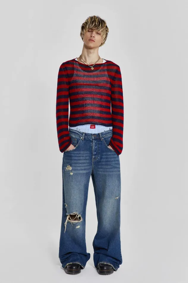 Jaded London Bootcut Jeans Washed Blue Busted Flare Colossus Jeans 8211 Men
