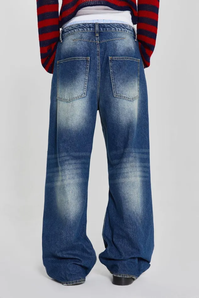 Jaded London Bootcut Jeans Washed Blue Busted Flare Colossus Jeans 8211 Men