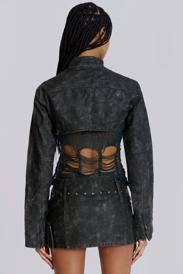 Jaded London CoOrds Black Faux Leather Cropped Biker Jacket 8211 Women