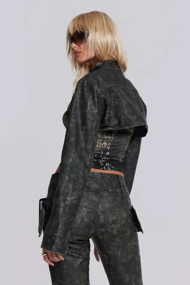 Jaded London CoOrds Black Faux Leather Cropped Biker Jacket 8211 Women