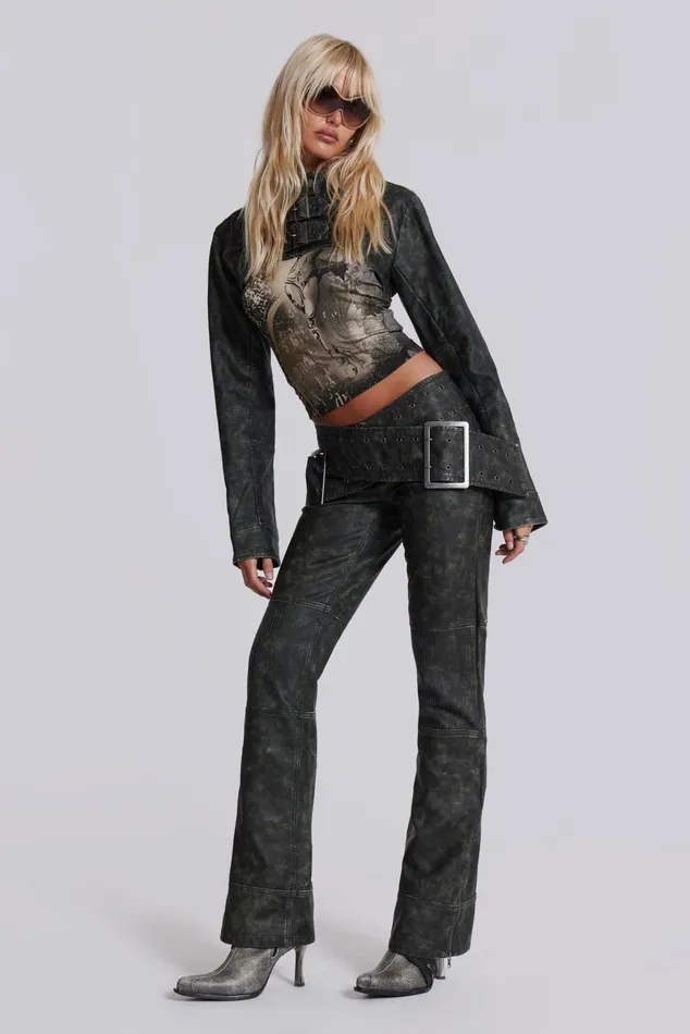 Jaded London CoOrds Black Faux Leather Cropped Biker Jacket 8211 Women