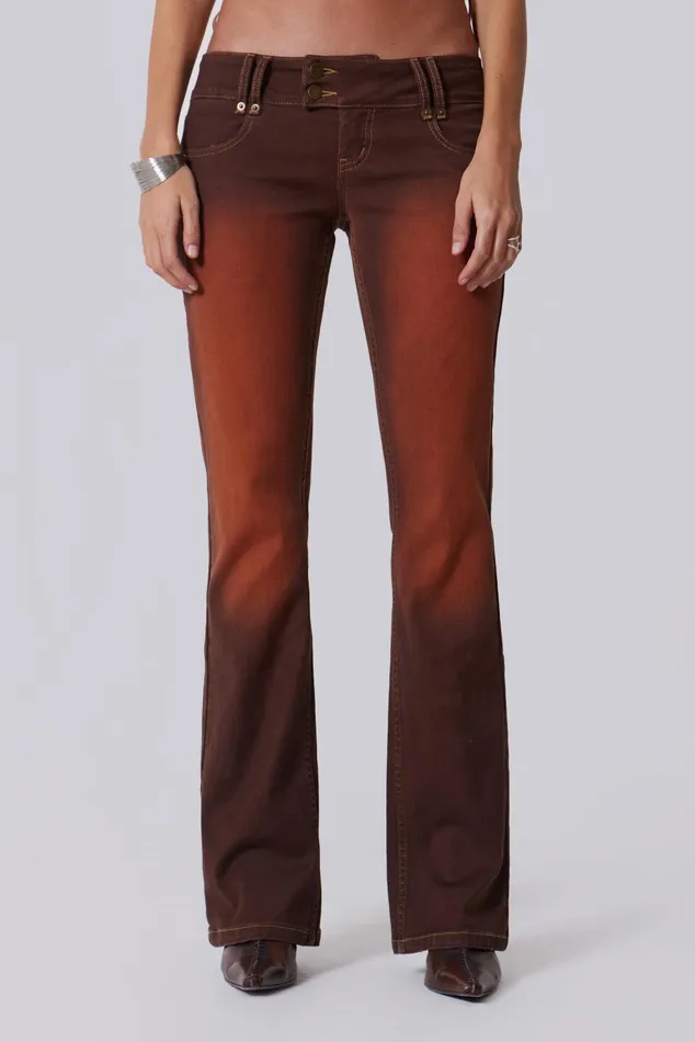 Jaded London CoOrds Brown Orange Wash Slim Bootcut Jeans 8211 Women