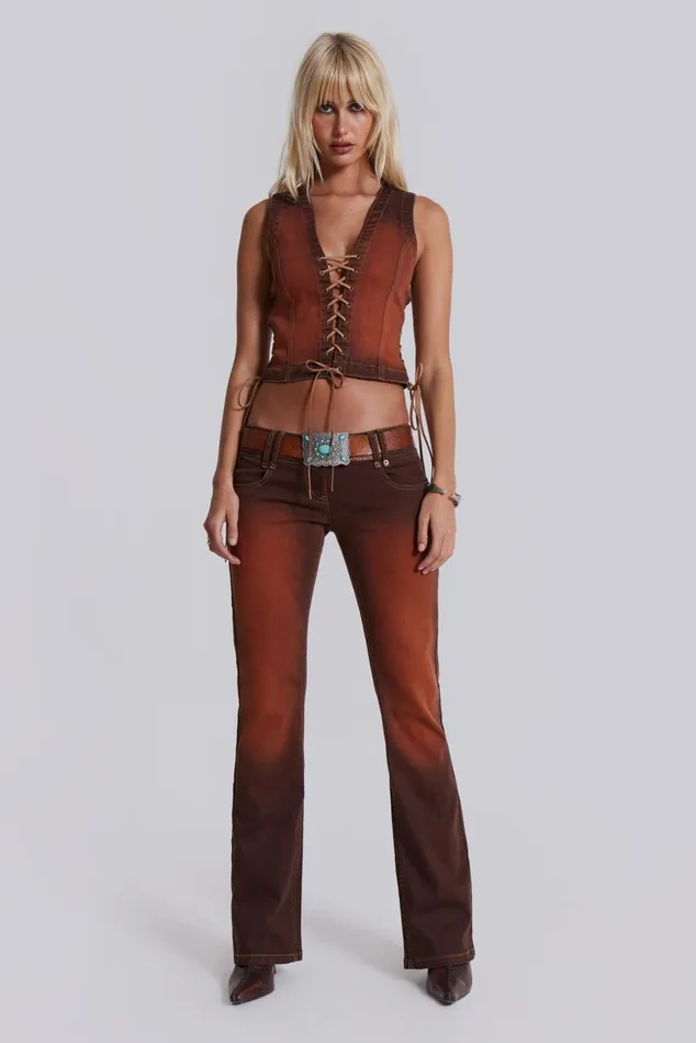Jaded London CoOrds Brown Orange Wash Slim Bootcut Jeans 8211 Women