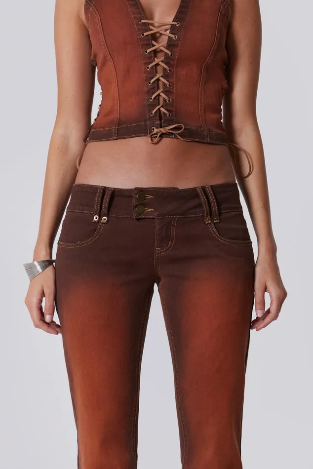 Jaded London CoOrds Brown Orange Wash Slim Bootcut Jeans 8211 Women