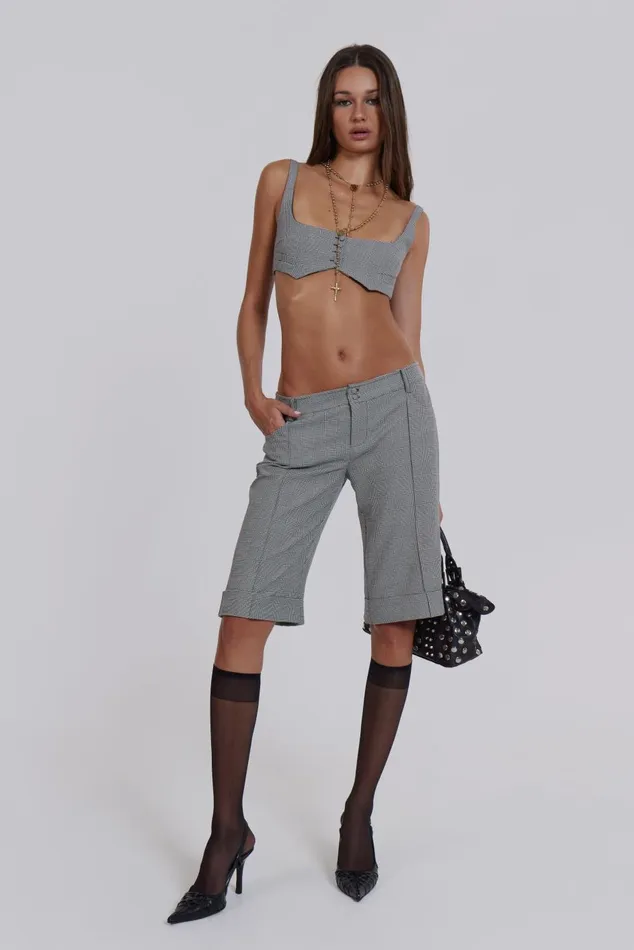 Jaded London Crop Tops Hounds Tooth Super Crop Waistcoat Bralet Top 8211 Women