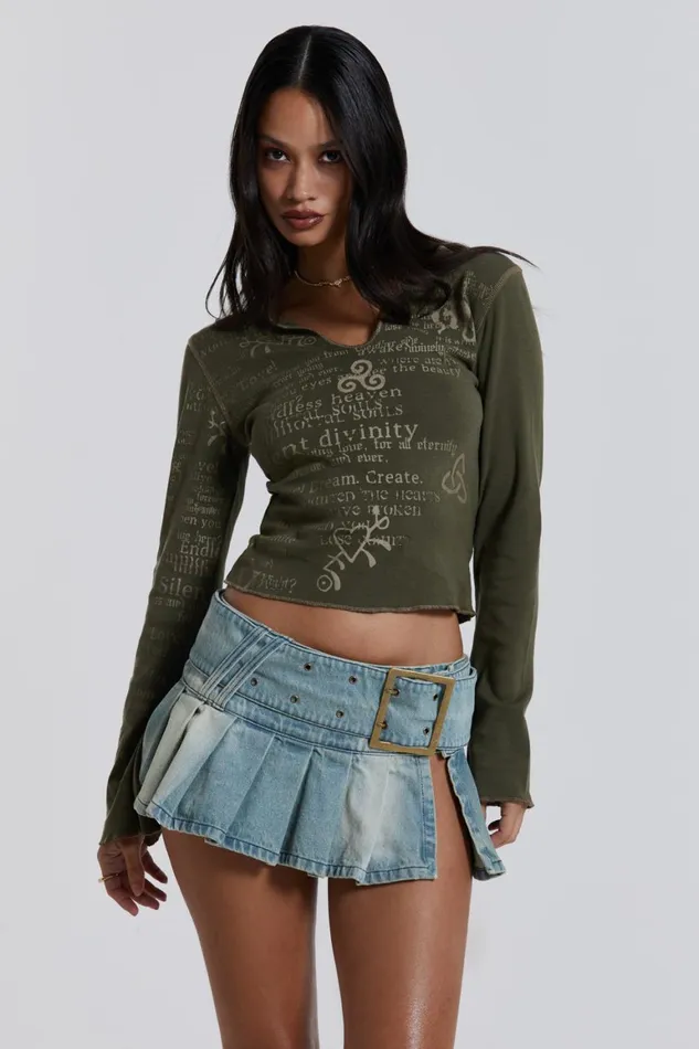 Jaded London Denim Skirts Blue Pleated Denim Mini Skirt With Belt Detail 8211 Women