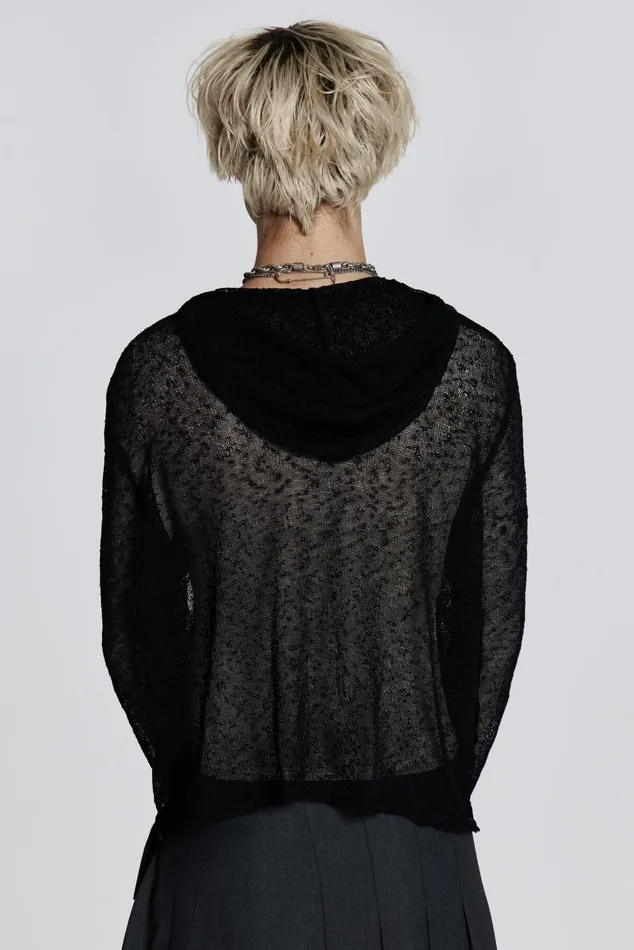 Jaded London Hoodies and Sweatshirts Black Fine Knit Hoodie 8211 Men