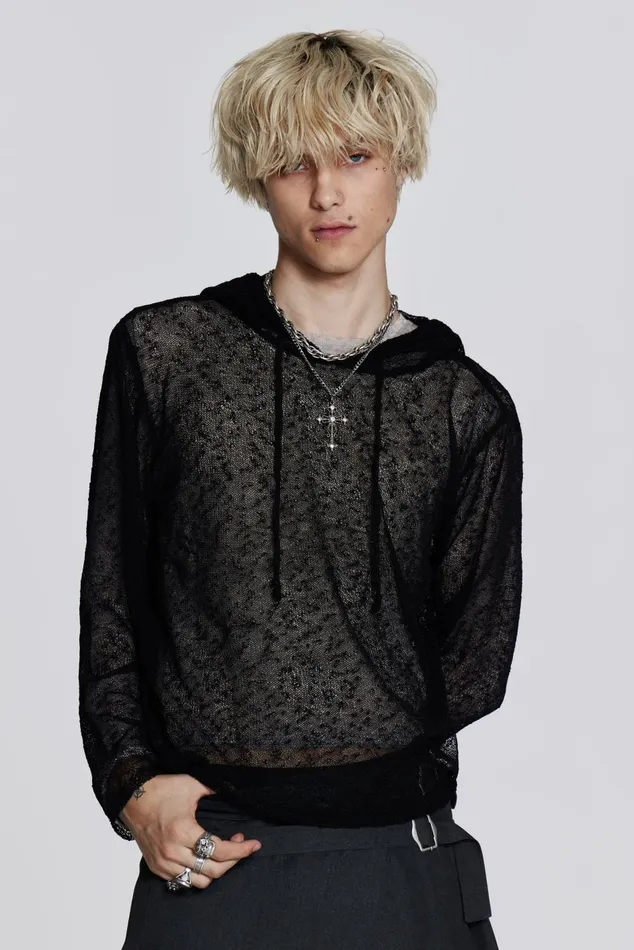 Jaded London Hoodies and Sweatshirts Black Fine Knit Hoodie 8211 Men