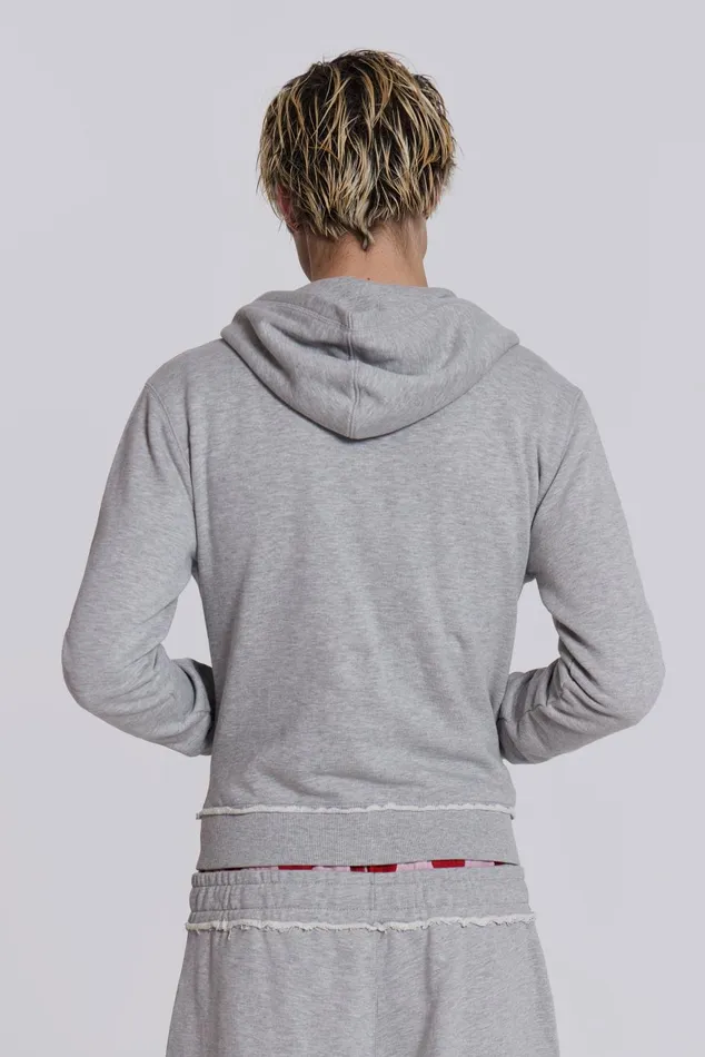 Jaded London Hoodies and Sweatshirts Grey Shrunken Zip Hoodie 8211 Men