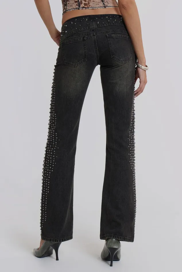 Jaded London Jeans Studded Low Rise Jeans With Studded Waistband 8211 Women