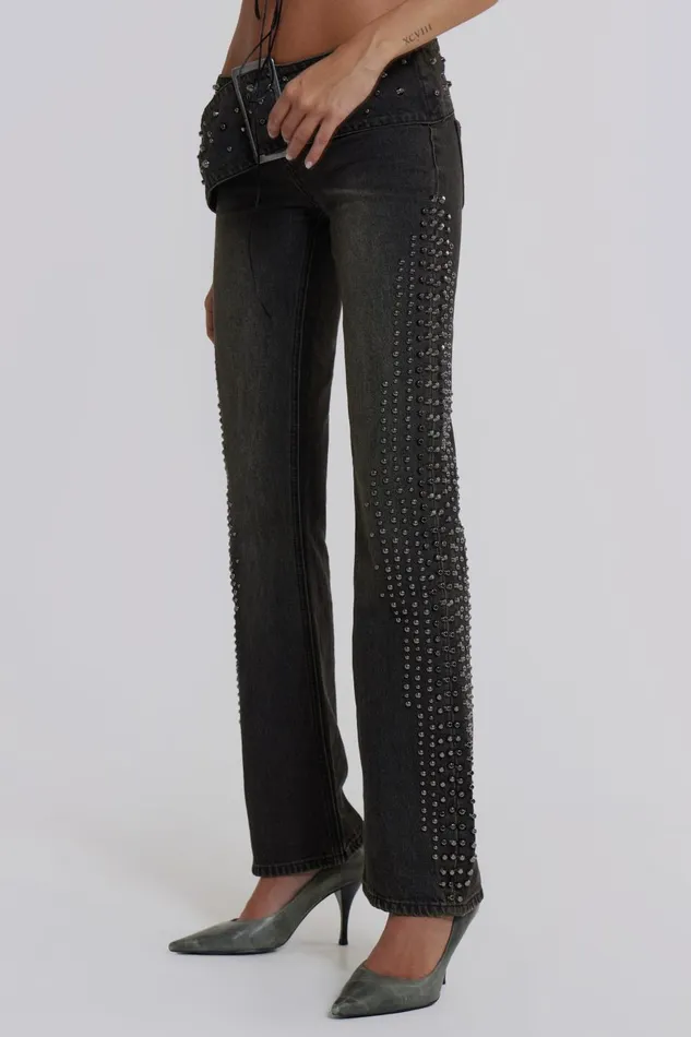 Jaded London Jeans Studded Low Rise Jeans With Studded Waistband 8211 Women