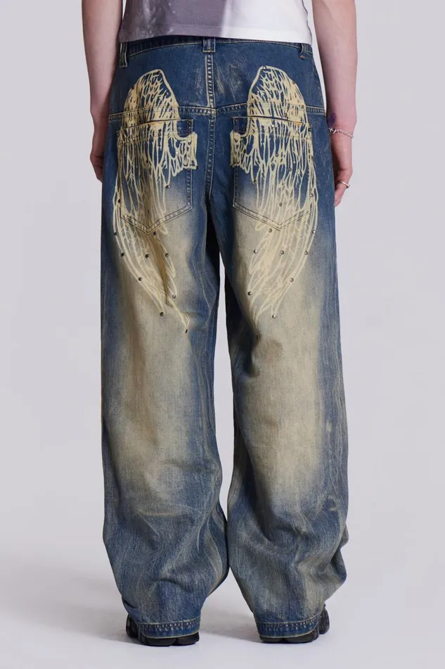 Jaded London Jeans Wing Print Low Rise Colossus Jeans 8211 Women