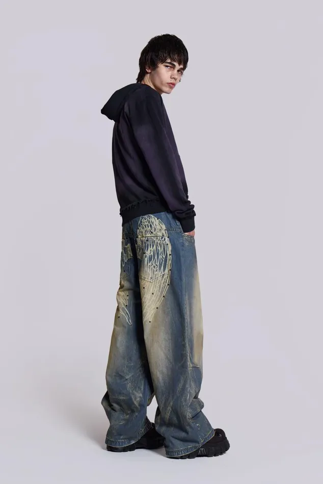 Jaded London Jeans Wing Print Low Rise Colossus Jeans 8211 Women
