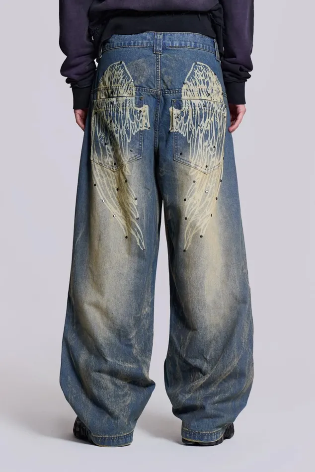 Jaded London Jeans Wing Print Low Rise Colossus Jeans 8211 Women