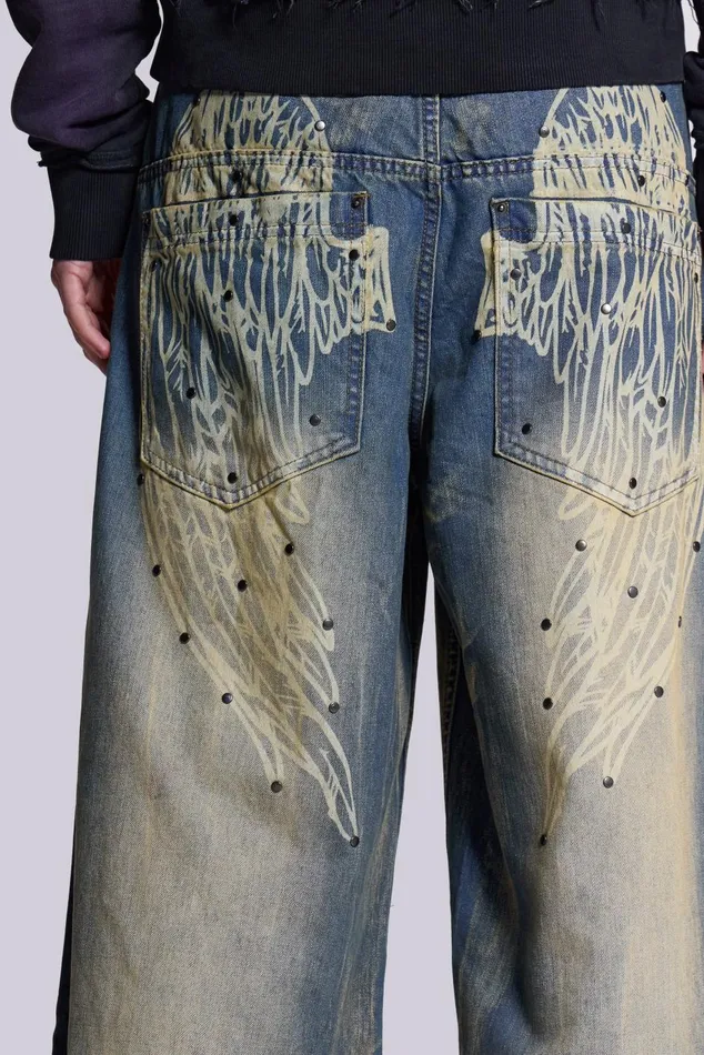 Jaded London Jeans Wing Print Low Rise Colossus Jeans 8211 Women