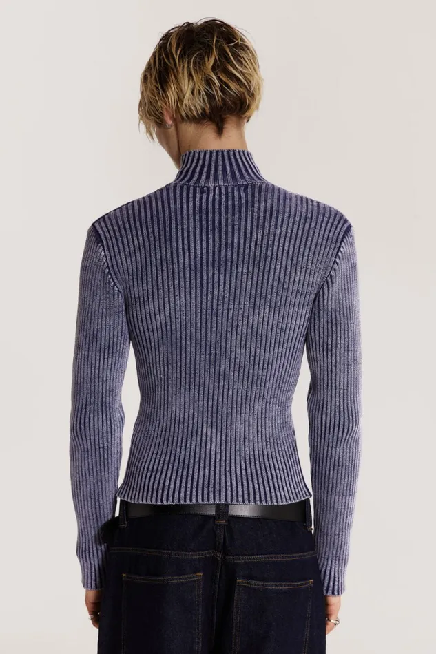 Jaded London Knitwear Blue Acid Rib Knit Track Top 8211 Men